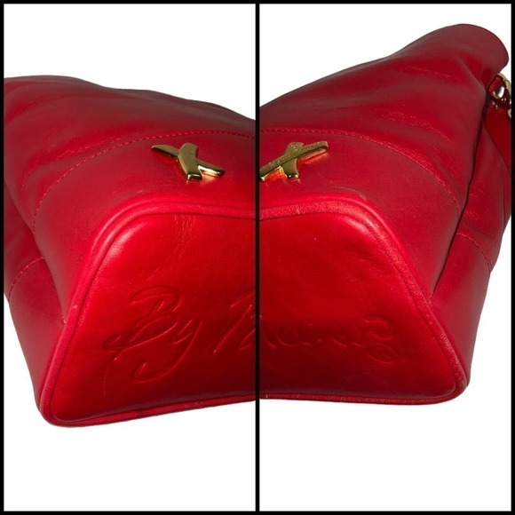 Paloma Picasso Vintage Red Leather Crossbody Bag Top Handle Bag Made in Italy - Picture 13 of 16